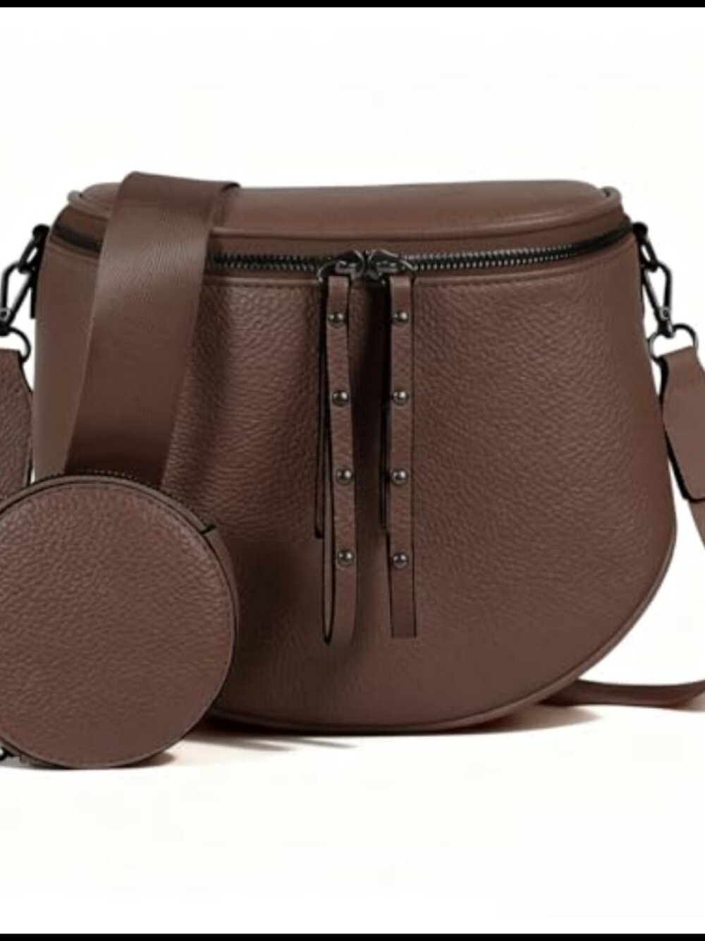 Large Vegan Leather Crossbody Bum Bag Adjustable Strap with Coin Purse